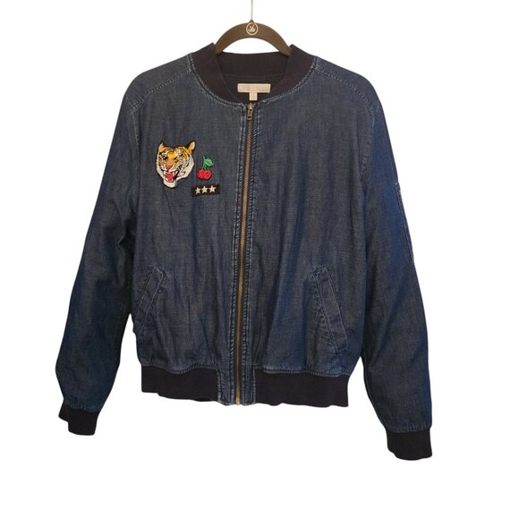 ABOUND Jackets & Blazers - ABOUND Denim Bomber Jacket Size M with Patches